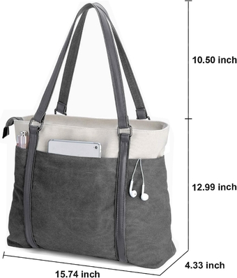 Laptop wanita tas ransel untuk pekerjaan ringan splice kanvas 15.6 inci tas tangan