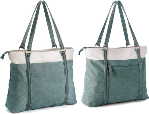 Laptop wanita tas ransel untuk pekerjaan ringan splice kanvas 15.6 inci tas tangan