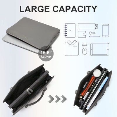 KEYLI 4PC SET laptop tas untuk wanita kulit besar laptop briefcase dengan USB charging port komputer bahu tas PU
