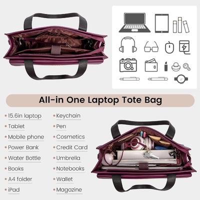 Lovevook laptop tas untuk wanita 15,6 inci laptop TOTE tas kerja kulit profesional komputer briefcase waterproof bisnis
