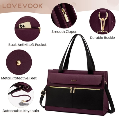 Lovevook laptop tas untuk wanita 15,6 inci laptop TOTE tas kerja kulit profesional komputer briefcase waterproof bisnis