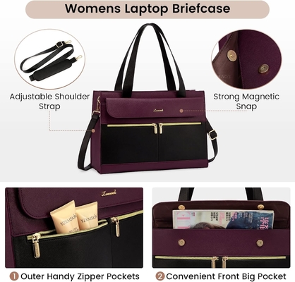 Lovevook laptop tas untuk wanita 15,6 inci laptop TOTE tas kerja kulit profesional komputer briefcase waterproof bisnis