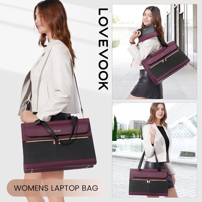 Lovevook laptop tas untuk wanita 15,6 inci laptop TOTE tas kerja kulit profesional komputer briefcase waterproof bisnis