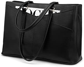 Laptop TOTE BAG FOR WOMEN 15.6 INCH WATERPURF LEATHER KOPI KOPI KOPI KOPI KOPI KOPI KOPI KOPI BLACK