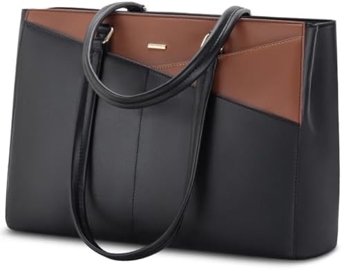 Laptop TOTE BAG FOR WOMEN 15.6 INCH WATERPURF LEATHER KOPI KOPI KOPI KOPI KOPI KOPI KOPI KOPI BLACK