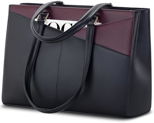 Laptop TOTE BAG FOR WOMEN 15.6 INCH WATERPURF LEATHER KOPI KOPI KOPI KOPI KOPI KOPI KOPI KOPI BLACK