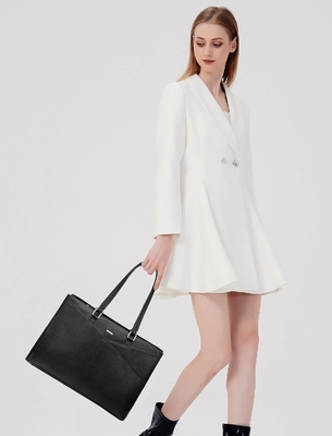 Laptop TOTE BAG FOR WOMEN 15.6 INCH WATERPURF LEATHER KOPI KOPI KOPI KOPI KOPI KOPI KOPI KOPI BLACK