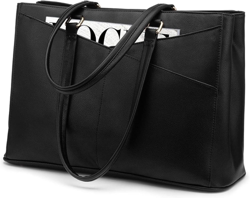 Laptop TOTE BAG FOR WOMEN 15.6 INCH WATERPURF LEATHER KOPI KOPI KOPI KOPI KOPI KOPI KOPI KOPI BLACK