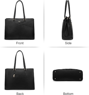 Laptop TOTE BAG FOR WOMEN 15.6 INCH WATERPURF LEATHER KOPI KOPI KOPI KOPI KOPI KOPI KOPI KOPI BLACK