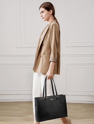 Laptop TOTE BAG FOR WOMEN 15.6 INCH WATERPURF LEATHER KOPI KOPI KOPI KOPI KOPI KOPI KOPI KOPI BLACK