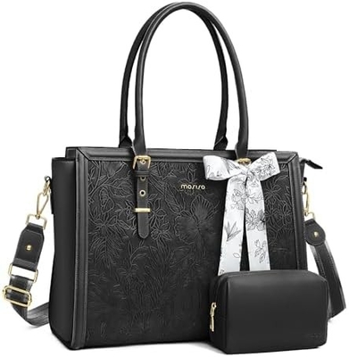 Tas Laptop MOSISO untuk Wanita, 17-17.3 Inci PU Kulit TOTE BAG Kompatibel dengan Macbook, HP, DELL, ASUS Notebook