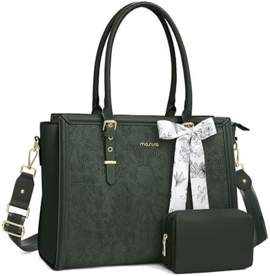 Tas Laptop MOSISO untuk Wanita, 17-17.3 Inci PU Kulit TOTE BAG Kompatibel dengan Macbook, HP, DELL, ASUS Notebook