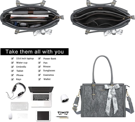 Tas Laptop MOSISO untuk Wanita, 17-17.3 Inci PU Kulit TOTE BAG Kompatibel dengan Macbook, HP, DELL, ASUS Notebook