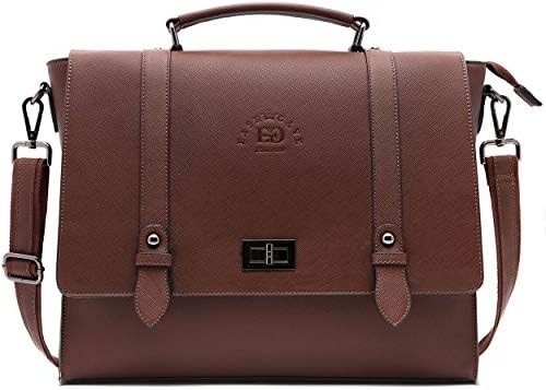 EASEGAVE 17 Inci Laptop Wanita Briefcase, Vintage Ungu Saffiano Eco-kulit, Multi-kompartemen, 3 LB kapasitas berat