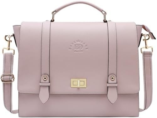 EASEGAVE 17 Inci Laptop Wanita Briefcase, Vintage Ungu Saffiano Eco-kulit, Multi-kompartemen, 3 LB kapasitas berat