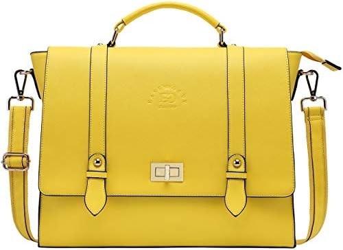 EASEGAVE 17 Inci Laptop Wanita Briefcase, Vintage Ungu Saffiano Eco-kulit, Multi-kompartemen, 3 LB kapasitas berat