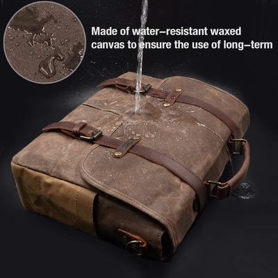 Pria tas utusan 15,6 inci tahan air vintage kulit asli lilin lilin briefcase besar satchel tas bahu