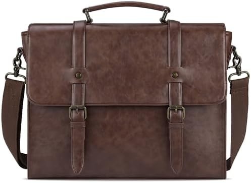 Pria KASKUS MESSENGER VINTAGE 15,6 inci tahan air kulit laptop briefcase besar tas bahu tas kantor retro perguruan tinggi