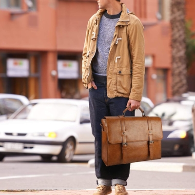Pria KASKUS MESSENGER VINTAGE 15,6 inci tahan air kulit laptop briefcase besar tas bahu tas kantor retro perguruan tinggi