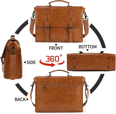 Pria KASKUS MESSENGER VINTAGE 15,6 inci tahan air kulit laptop briefcase besar tas bahu tas kantor retro perguruan tinggi