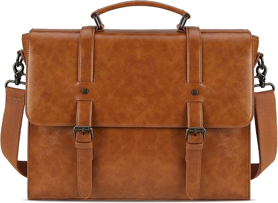 Pria KASKUS MESSENGER VINTAGE 15,6 inci tahan air kulit laptop briefcase besar tas bahu tas kantor retro perguruan tinggi
