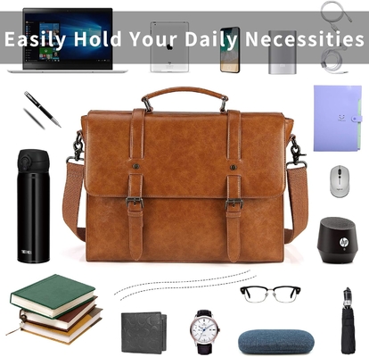 Pria KASKUS MESSENGER VINTAGE 15,6 inci tahan air kulit laptop briefcase besar tas bahu tas kantor retro perguruan tinggi