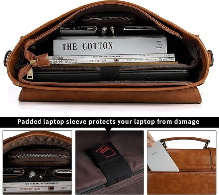 Pria KASKUS MESSENGER VINTAGE 15,6 inci tahan air kulit laptop briefcase besar tas bahu tas kantor retro perguruan tinggi