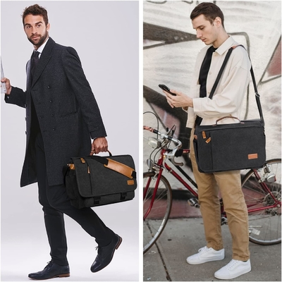 STARER MEN MESSENGER BAG 15,6 inci, tahan air kanvas komputer tas tas kerja, laptop bahu tas briefcase tas