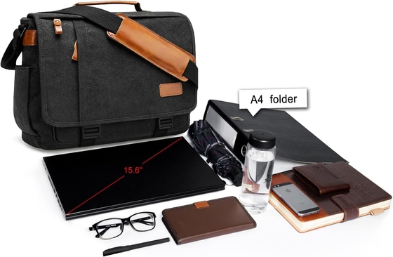 STARER MEN MESSENGER BAG 15,6 inci, tahan air kanvas komputer tas tas kerja, laptop bahu tas briefcase tas