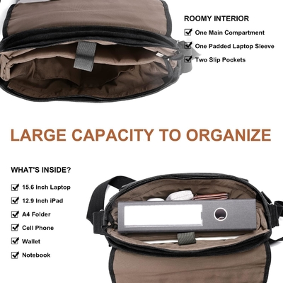 STARER MEN MESSENGER BAG 15,6 inci, tahan air kanvas komputer tas tas kerja, laptop bahu tas briefcase tas