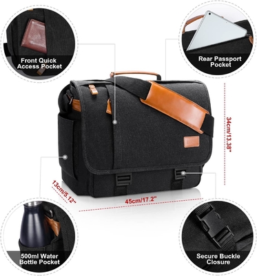 STARER MEN MESSENGER BAG 15,6 inci, tahan air kanvas komputer tas tas kerja, laptop bahu tas briefcase tas