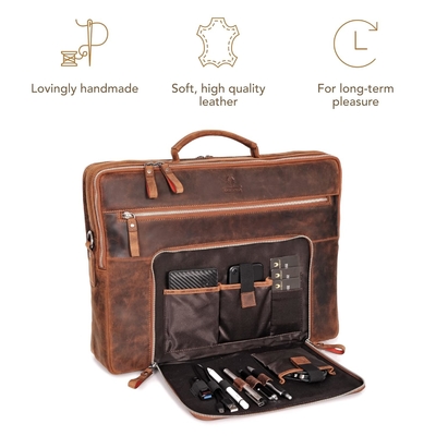 Tas Laptop San Francisco 17 Inci Aku Tas Bahu Kulit Kerajinan Tangan Untuk Notebook Aku Tas Kantor,