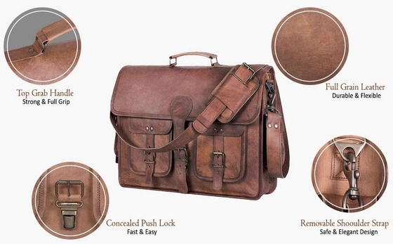 18 inci kulit briefcase laptop bag utusan komputer terbaik satchel tas buatan tangan untuk pria dan wanita