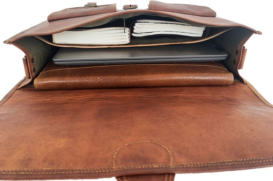 18 inci kulit briefcase laptop bag utusan komputer terbaik satchel tas buatan tangan untuk pria dan wanita