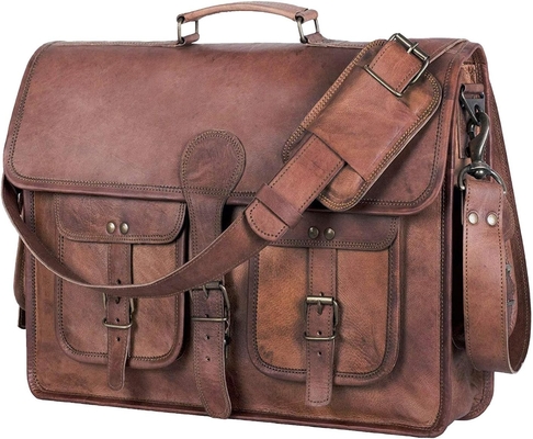 18 inci kulit briefcase laptop bag utusan komputer terbaik satchel tas buatan tangan untuk pria dan wanita