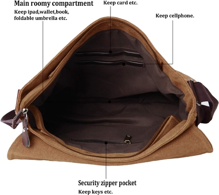 VINTAGE CANVAS SATCHEL MESSENGER BAG untuk pria wanita,BAG BAG 13,5 "LAPTOP BAG BOOKBAG