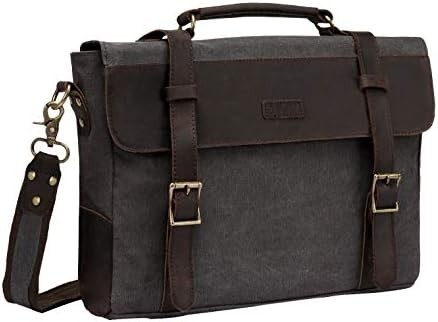 Tas Pesan untuk Pria,Vintage Canvas Kulit Canvas Laptop Tas Tas Bahu Kantong Bisnis