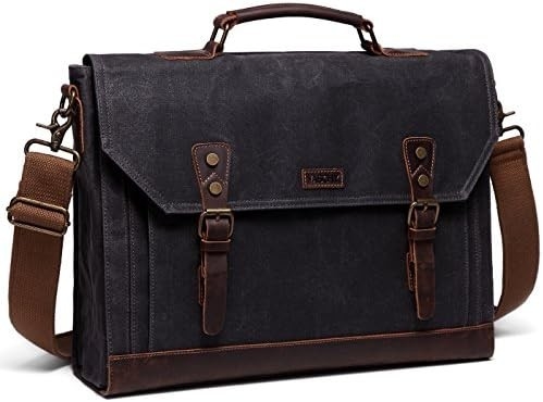 Tas Pesan untuk Pria,Vintage Canvas Kulit Canvas Laptop Tas Tas Bahu Kantong Bisnis