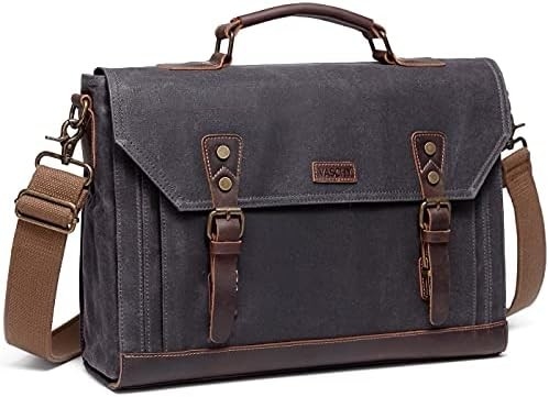 Tas Pesan untuk Pria,Vintage Canvas Kulit Canvas Laptop Tas Tas Bahu Kantong Bisnis