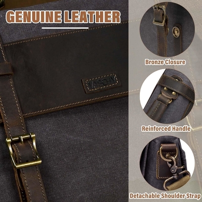 Tas Pesan untuk Pria,Vintage Canvas Kulit Canvas Laptop Tas Tas Bahu Kantong Bisnis