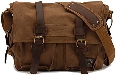 SECHUNK VINTAGE kulit militer kanvas laptop tas utusan tas medium