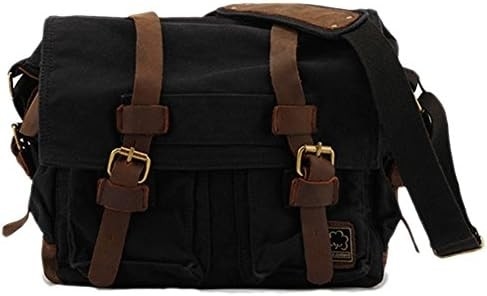 SECHUNK VINTAGE kulit militer kanvas laptop tas utusan tas medium