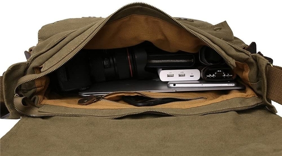 SECHUNK VINTAGE kulit militer kanvas laptop tas utusan tas medium