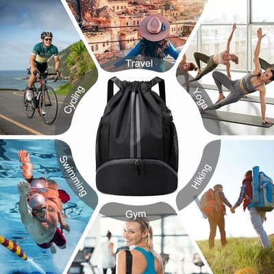 HOEDIA SPORTS DRAWSTRING BACKPACK - STRING SWIM GYM BAG DENGAN KAMAR KEPALUAN Dan kantong anti basah untuk wanita&amp;pria