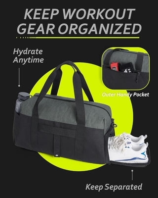 Tas Gym BagSMART untuk Pria Wanita, Tas Duffel Perjalanan Lipat, Kantong Duffel Akhir Pekan Ringan dengan Ruang Sepatu,