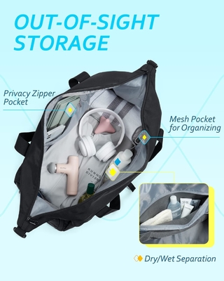 Tas Gym BAGSMART Dengan Ruang Sepatu &amp; Kantong Basah, Tas Duffel Perjalanan Olahraga Ringan, C TO STORE SPORTS SHOES WATER