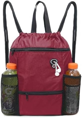 BEEGREEN DRAWSTRING-BACKPACK-GYM-BAG, BAG Olahraga Besar, BAG KERANJANG KERANJANG KERANJANG KERANJANG KERANJANG untuk Pria dan Wanita Merah