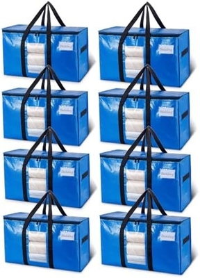 TAILI Extra Large Moving Bags, 4 Pack Heavy Duty Tote untuk penyimpanan dengan jendela yang terlihat, bungkus di sekitar pegangan, kantong penyimpanan