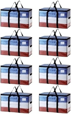 TAILI Extra Large Moving Bags, 4 Pack Heavy Duty Tote untuk penyimpanan dengan jendela yang terlihat, bungkus di sekitar pegangan, kantong penyimpanan