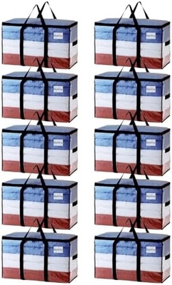 TAILI Extra Large Moving Bags, 4 Pack Heavy Duty Tote untuk penyimpanan dengan jendela yang terlihat, bungkus di sekitar pegangan, kantong penyimpanan